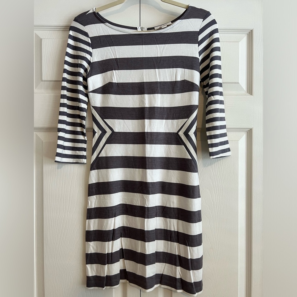 Ella Moss dress gray and white stripe dress